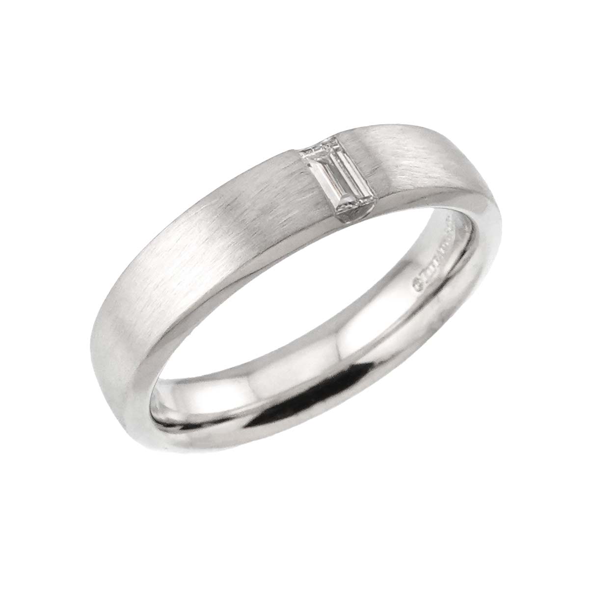 Satin Finish Diamond Ring Platinum size7.5-7.75(US)