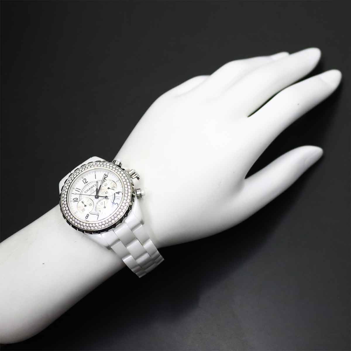 J12 41mm H1008 Date Bezel Diamond Automatic White Dial Mens