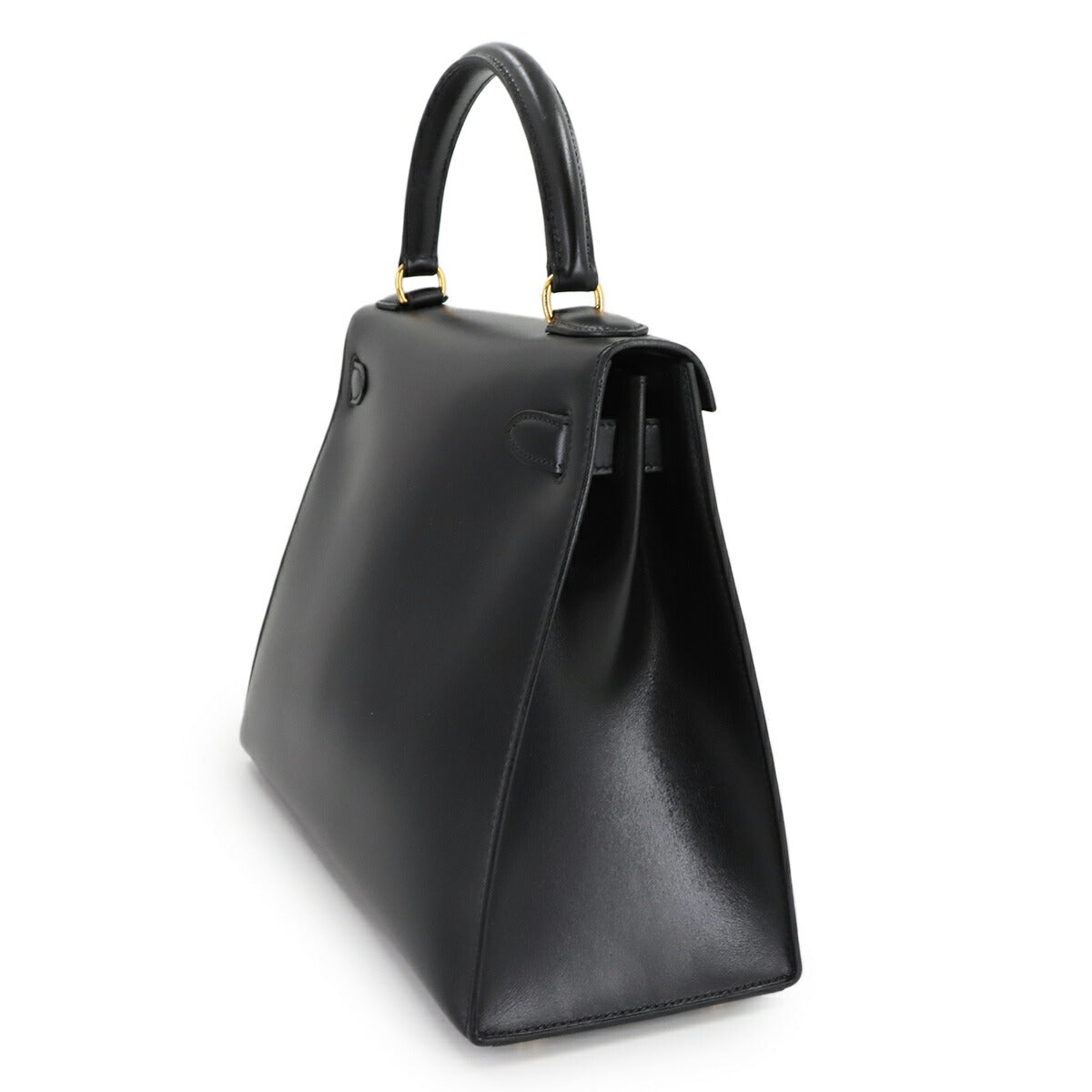 Kelly 28 Box carf Black 2way Hand Shoulder Bag Purse