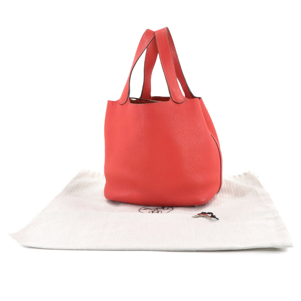 Picotin Lock MM Hand Bag Taurillon Clemence Rouge pivoine