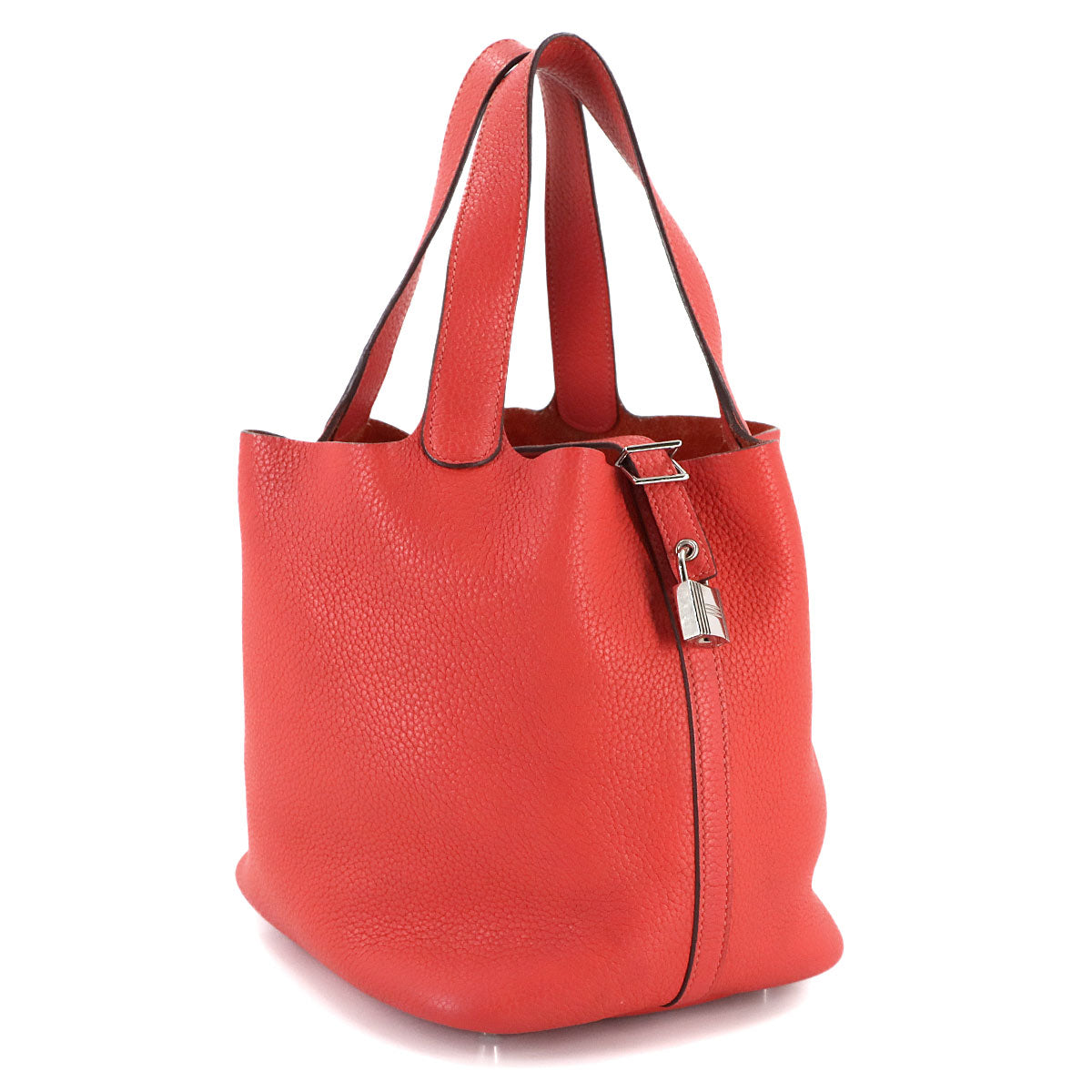Picotin Lock MM Hand Bag Taurillon Clemence Rouge pivoine