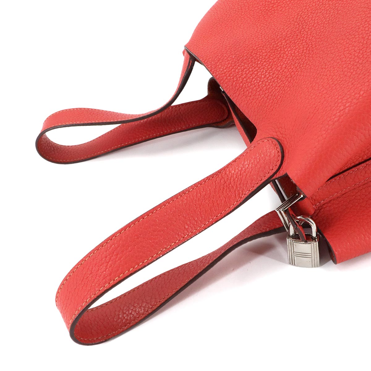 Picotin Lock MM Hand Bag Taurillon Clemence Rouge pivoine