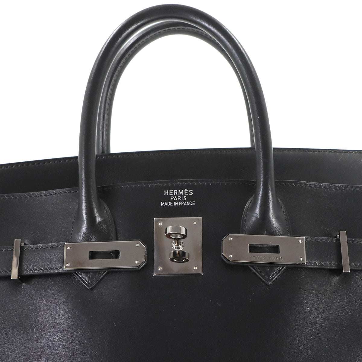 Haut a Courroies 32 Box calf Black Hand Bag Purse