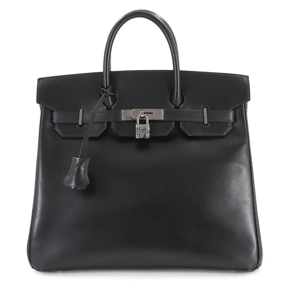 Haut a Courroies 32 Box calf Black Hand Bag Purse