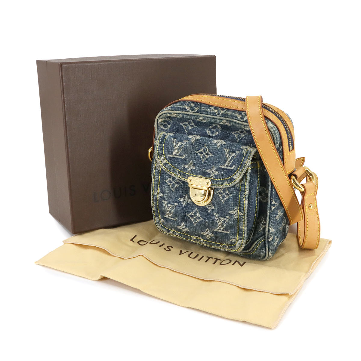 Monogram Denim Camera Bag Shoulder Bag Blue M95348 Purse