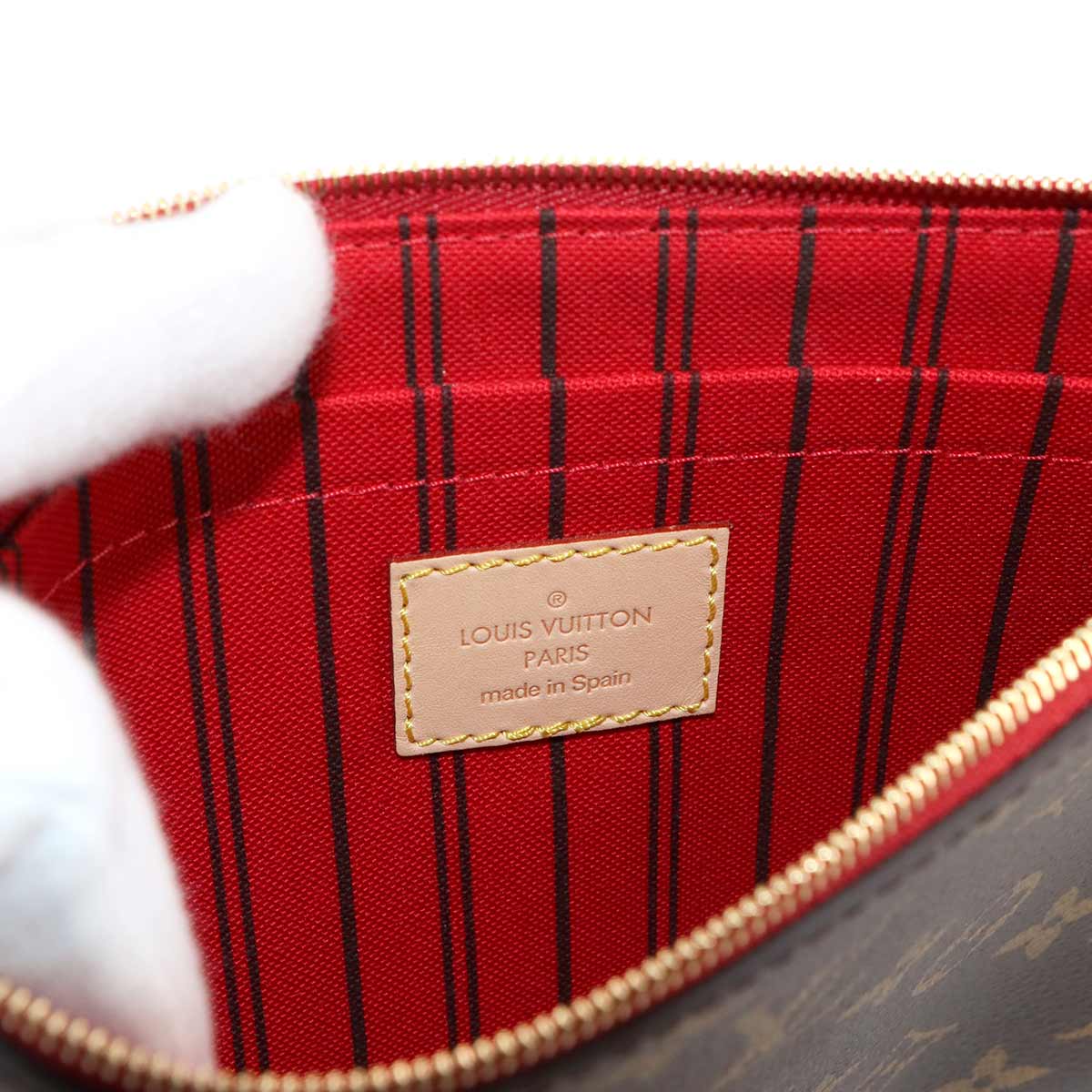 Monogram Neverfull MM Tote Bag Brown Cerise M46987