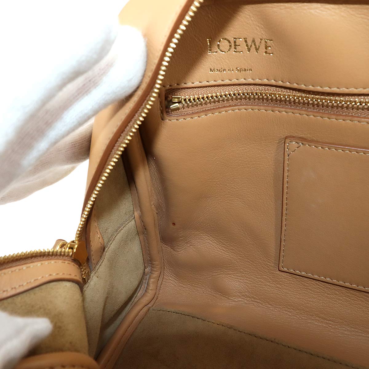 Amazona 28 Hand Shoulder Bag Jacquard Leather Brown Red Anagram