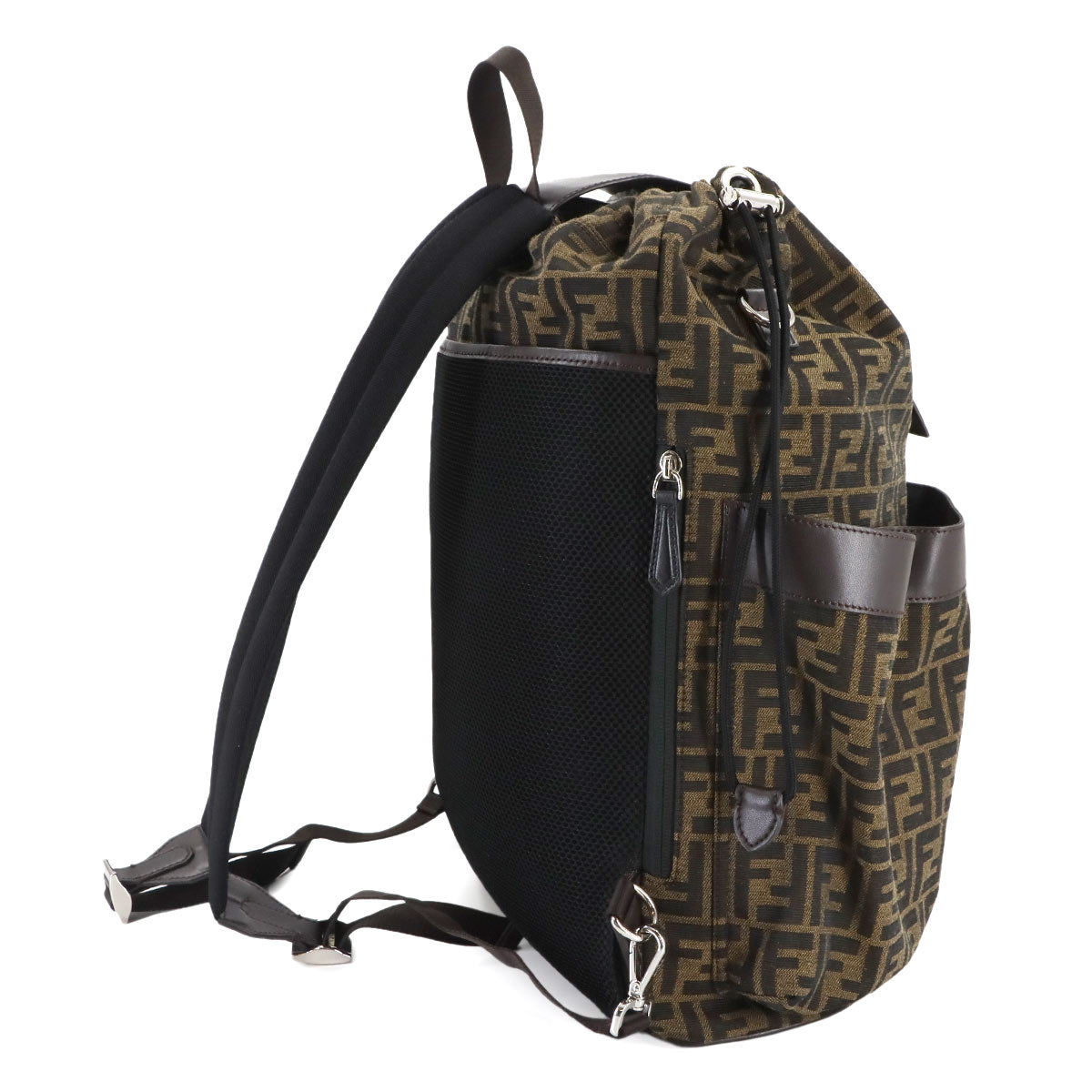 Zucca Backpack Canvas Leather Brown Black 7VZ056 Vintage Purse