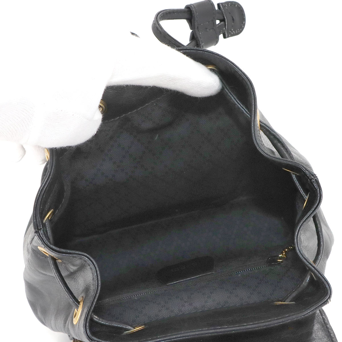 Bamboo Backpack Leather Black 003 2058 0030 Purse