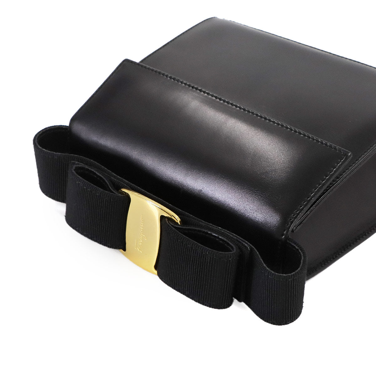 Vara 2way Hand Shoulder Bag Leather Black Purse