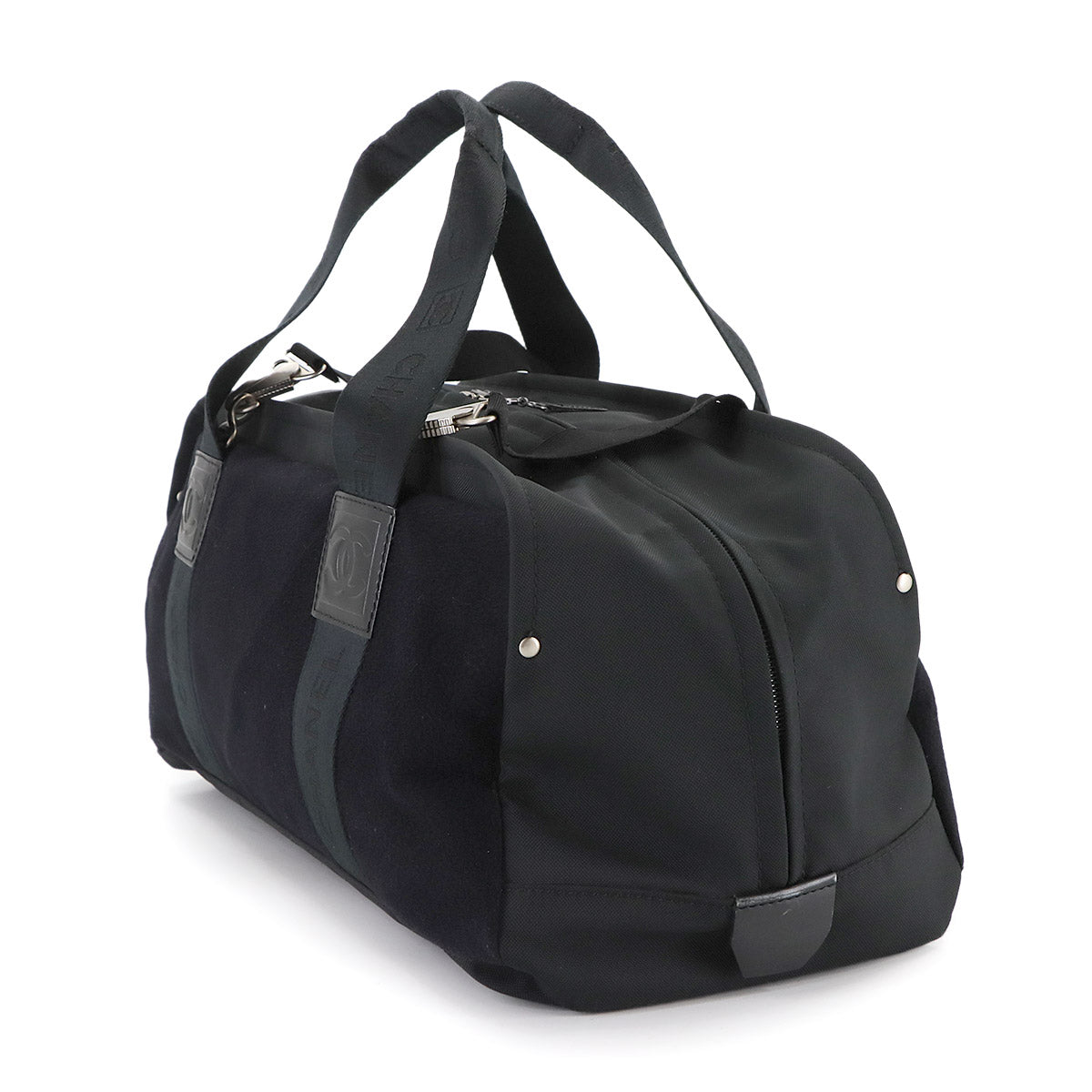 Sports Line Boston Bag Nylon Wool Leather Black Purse