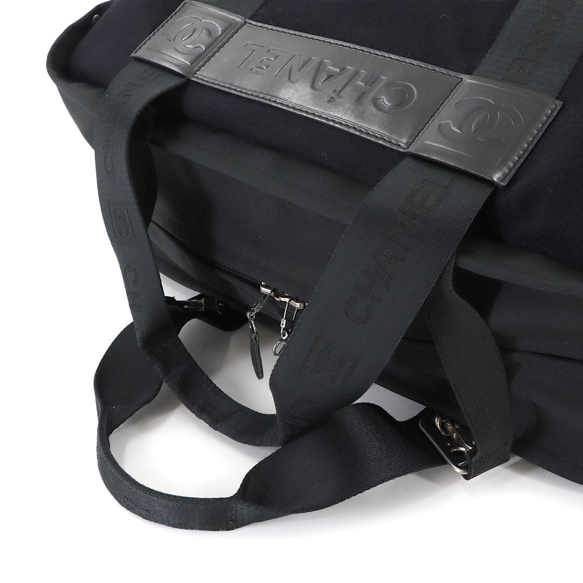 Sports Line Boston Bag Nylon Wool Leather Black Purse