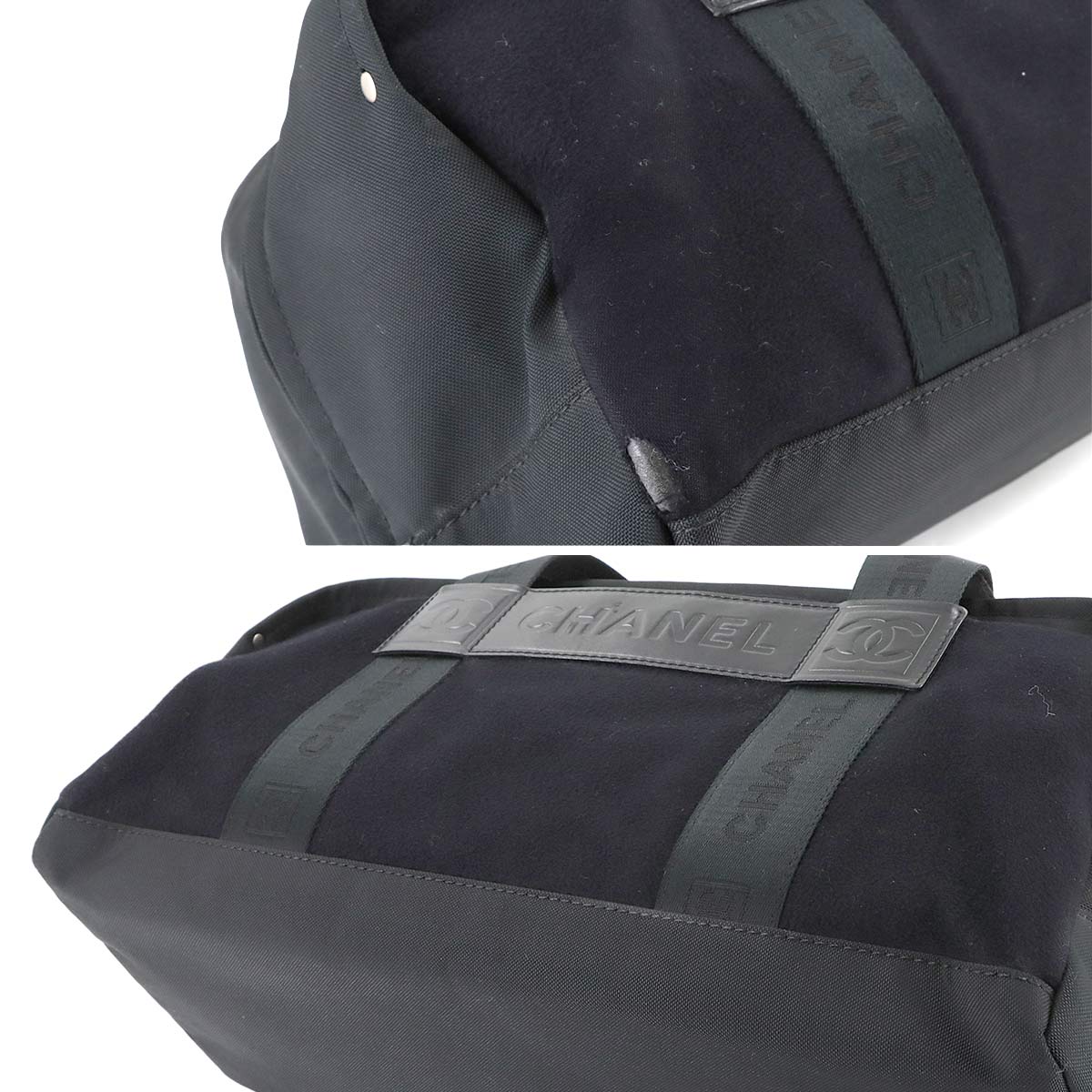 Sports Line Boston Bag Nylon Wool Leather Black Purse