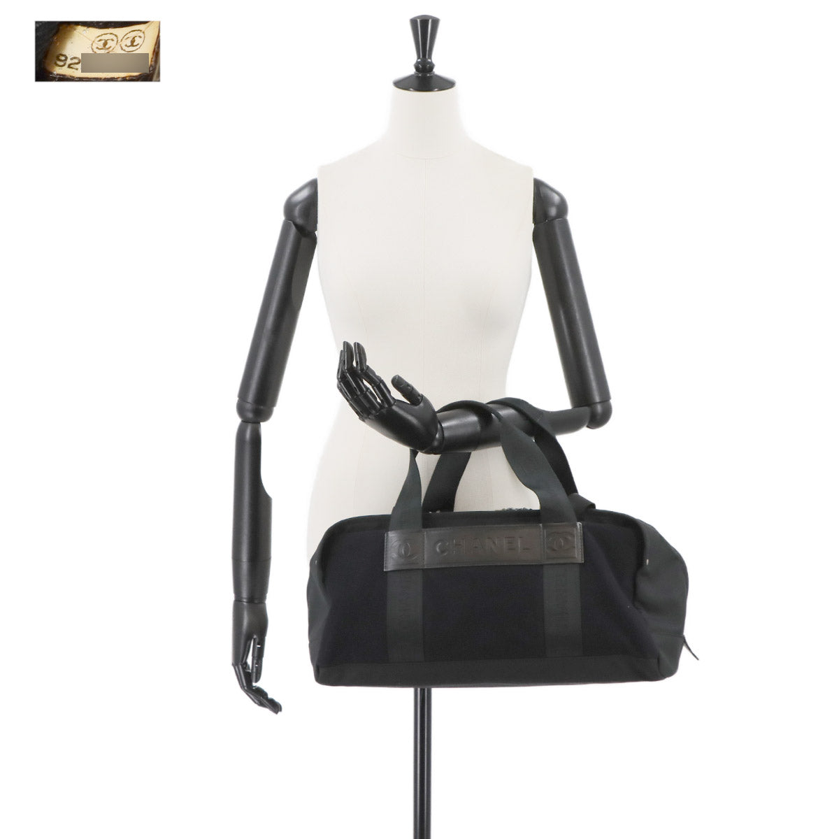 Sports Line Boston Bag Nylon Wool Leather Black Purse