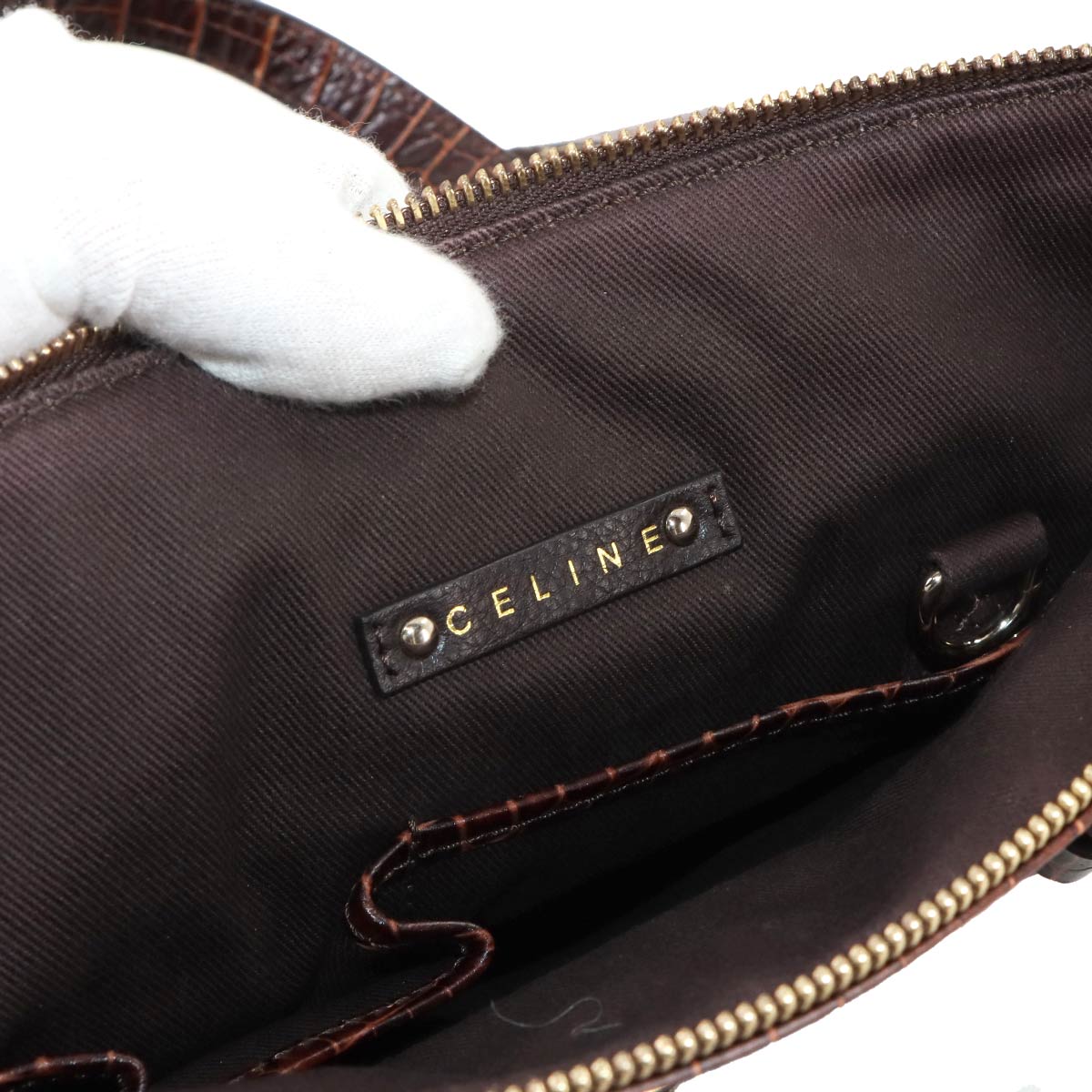 Macadam Hand Bag Canvas Leather Dark Brown Vintage Purse