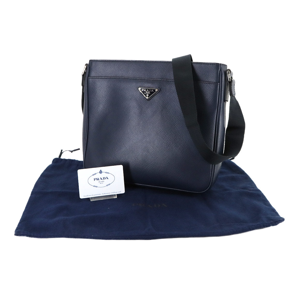 Shoulder Bag Saffiano Leather Navy VA1086 Purse