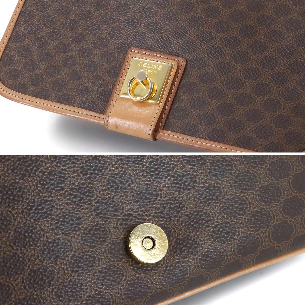 Macadam Shoulder Bag Leather PVC Brown Vintage Purse