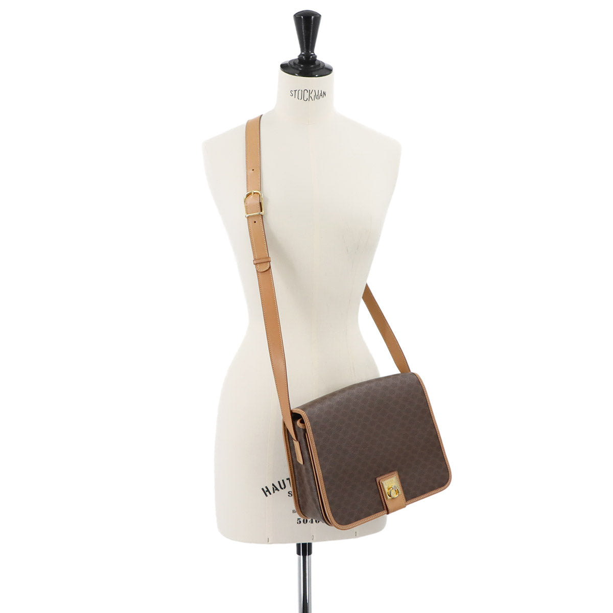 Macadam Shoulder Bag Leather PVC Brown Vintage Purse