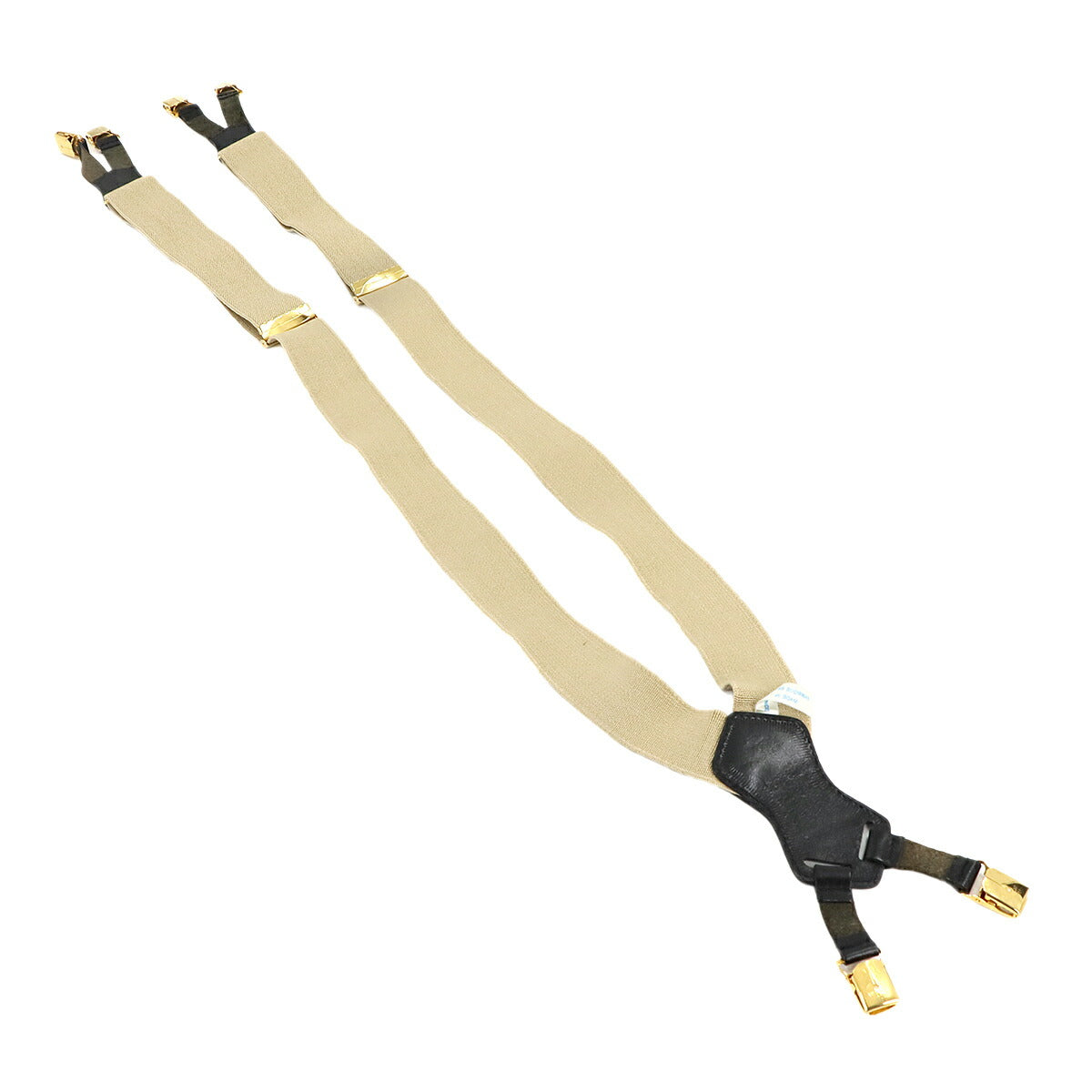 Suspender Canvas Leather Beige Black Logos Accessory Vintage