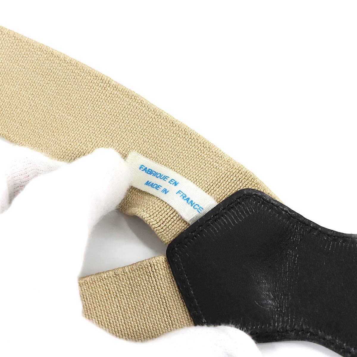 Suspender Canvas Leather Beige Black Logos Accessory Vintage