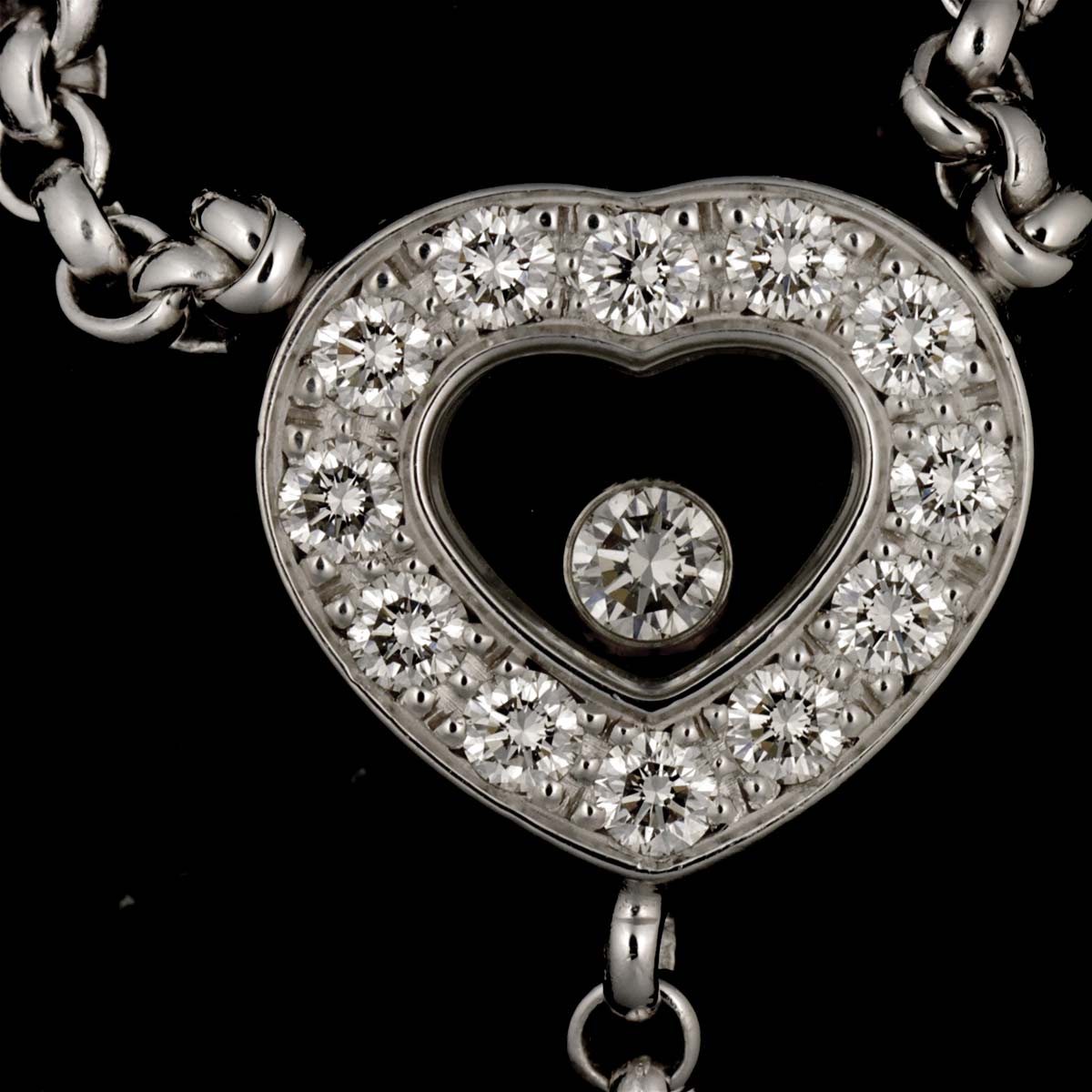 Happy Diamond Heart I LOVE YOU Necklace 18K WG 750