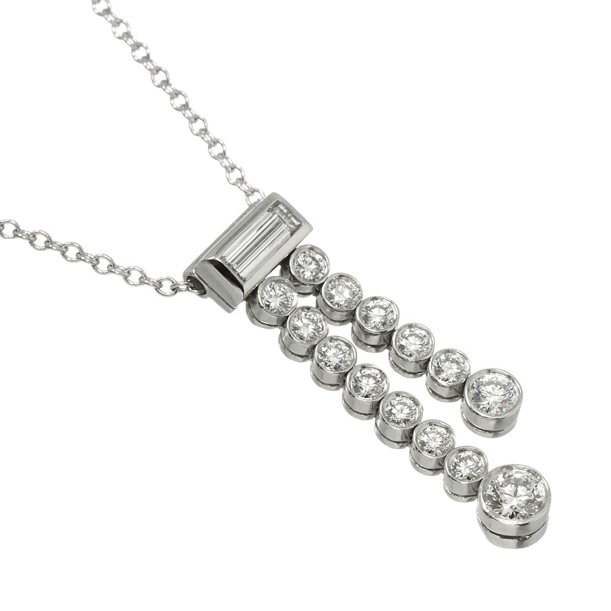 Jazz Double Drop Diamond Necklace Pt Platinum