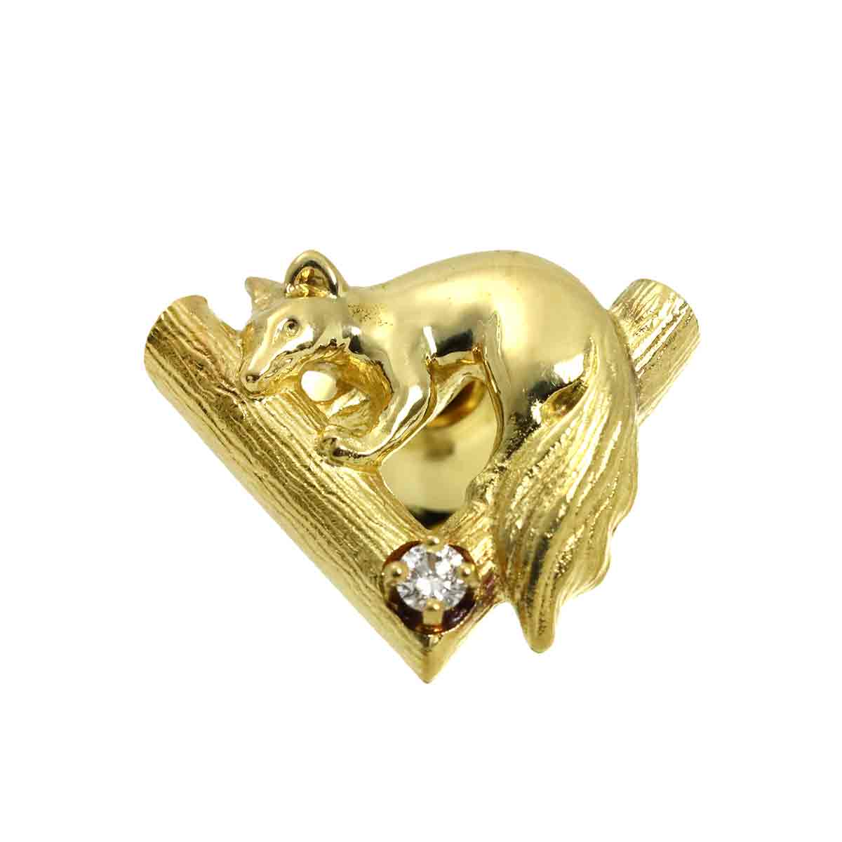 Diamond Pin Brooch 18K YG 750