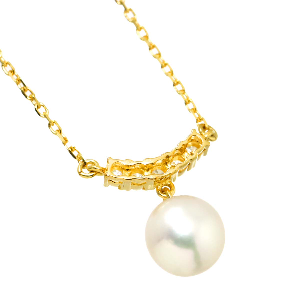 Akoya Pearl 8.3mm Diamond 0.15ct Necklace 18K YG 750