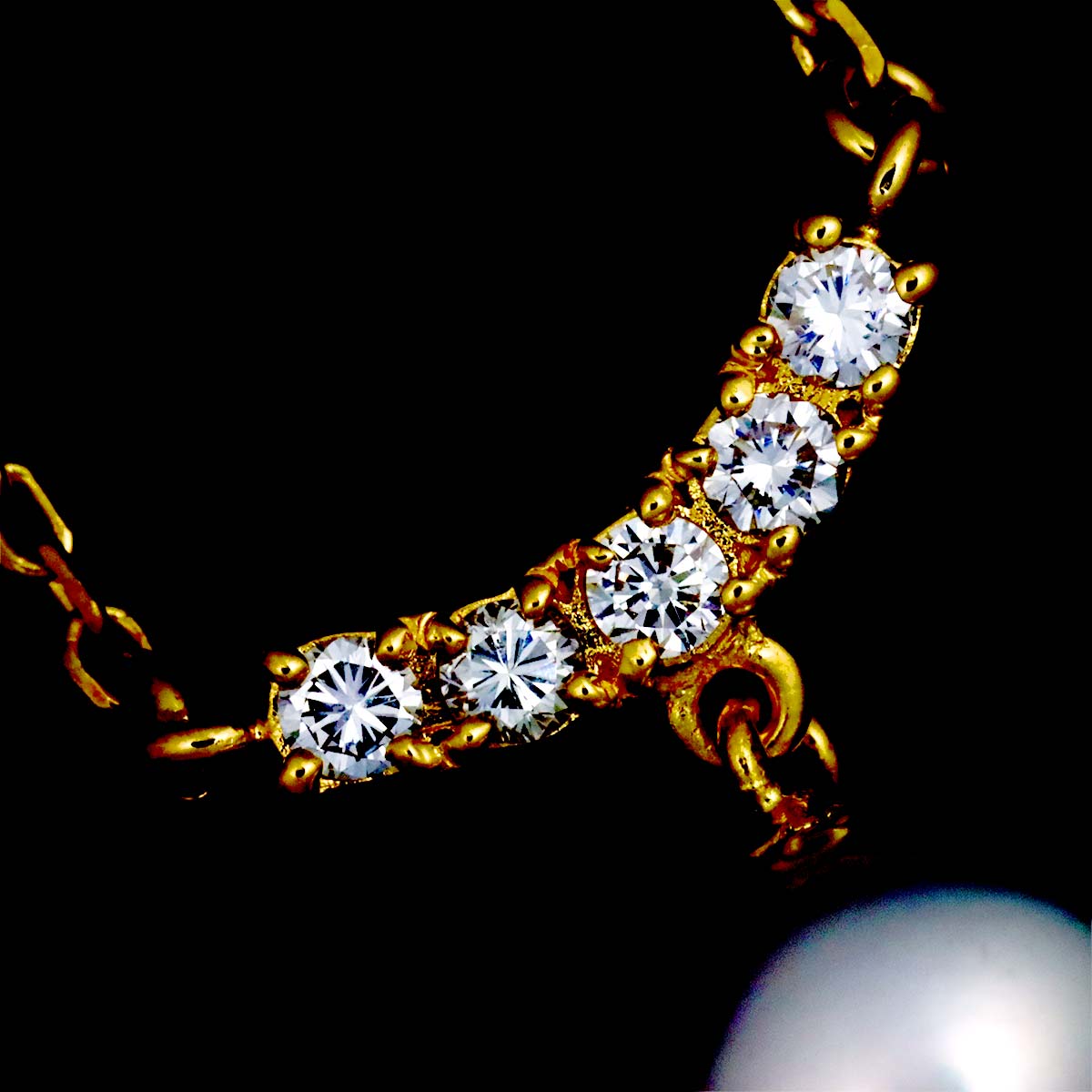 Akoya Pearl 8.3mm Diamond 0.15ct Necklace 18K YG 750