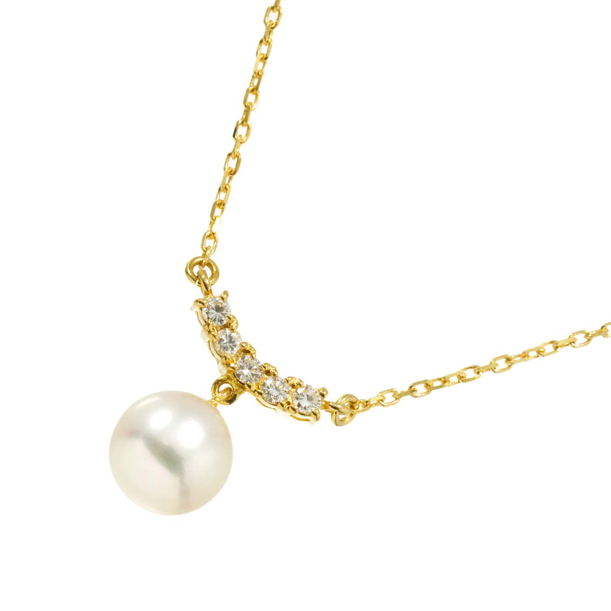 Akoya Pearl 8.3mm Diamond 0.15ct Necklace 18K YG 750