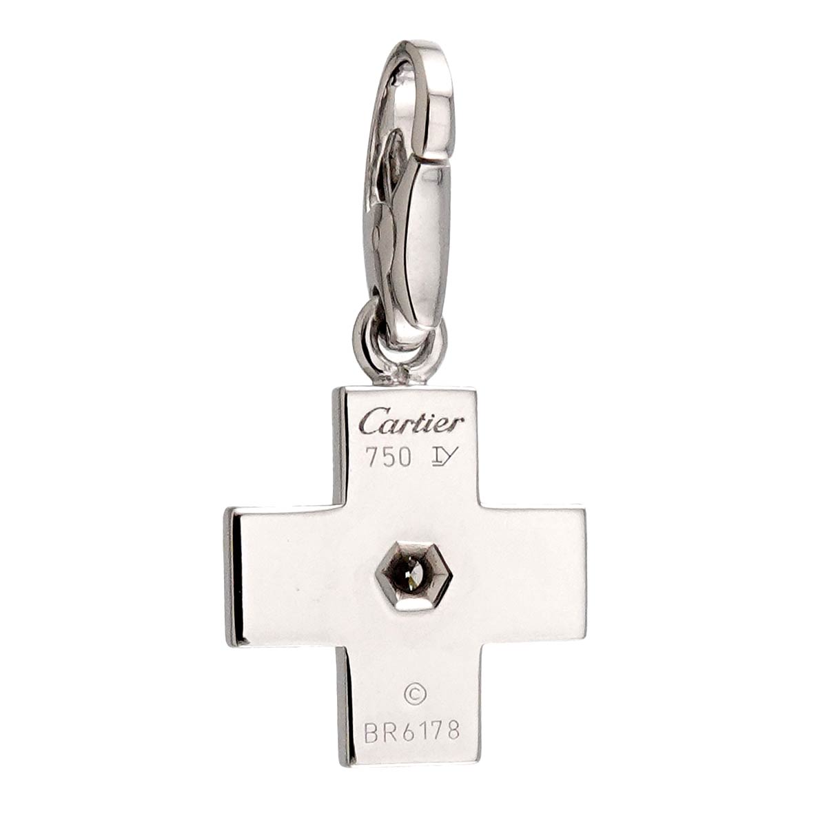 Diamond Cross Motif Charm Pendant Top 18K WG 750