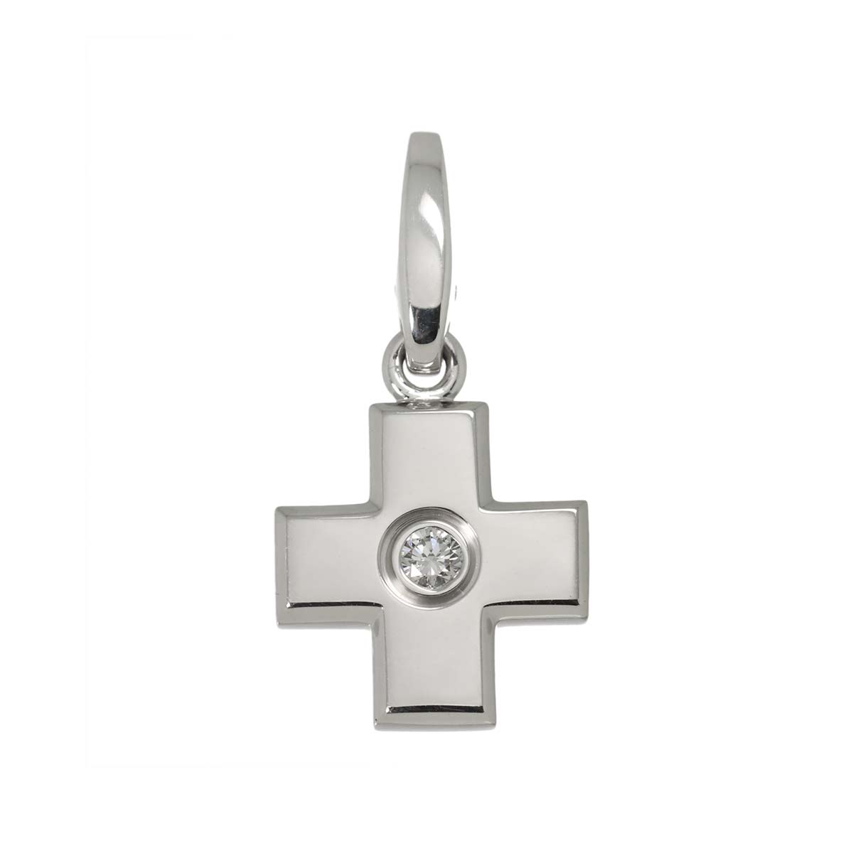 Diamond Cross Motif Charm Pendant Top 18K WG 750