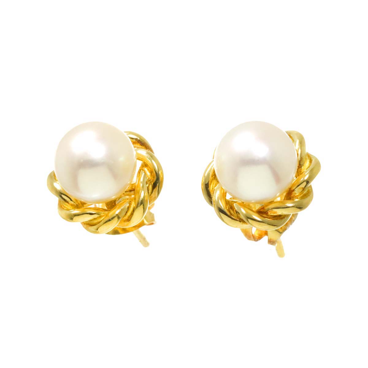 Akoya Pearl 7.2mm Earrings Pierced 18K YG 750