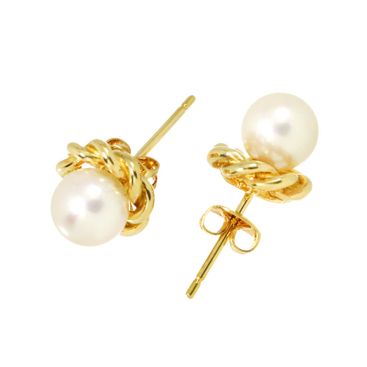 Akoya Pearl 7.2mm Earrings Pierced 18K YG 750