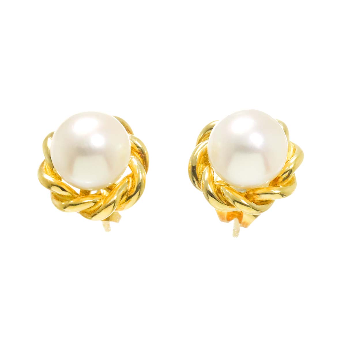 Akoya Pearl 7.2mm Earrings Pierced 18K YG 750