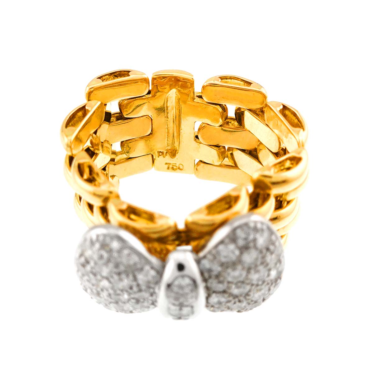 Diamond Ring 18K WG YG 750 size5.5-5.75(US)