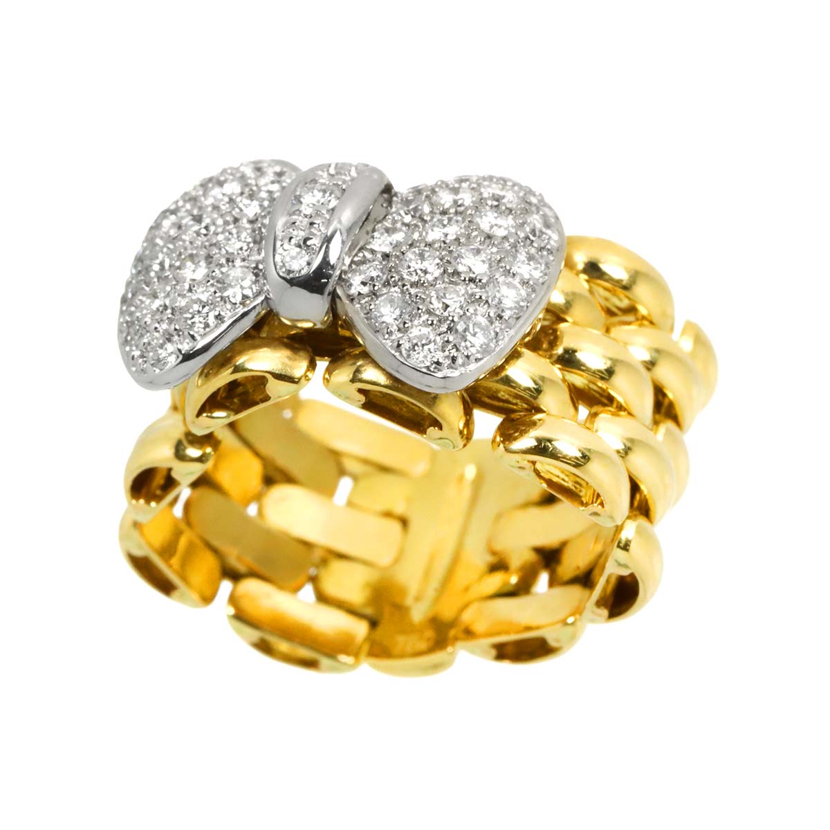 Diamond Ring 18K WG YG 750 size5.5-5.75(US)