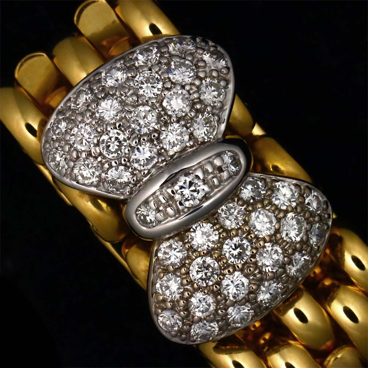 Diamond Ring 18K WG YG 750 size5.5-5.75(US)