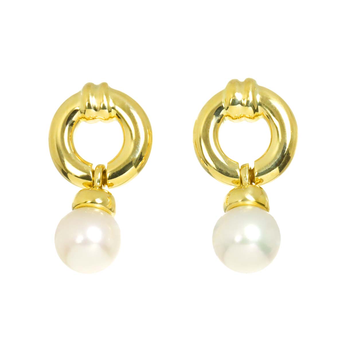 Doornock Akoya Pearl 6.3mm Earrings Pierced 18K YG 750