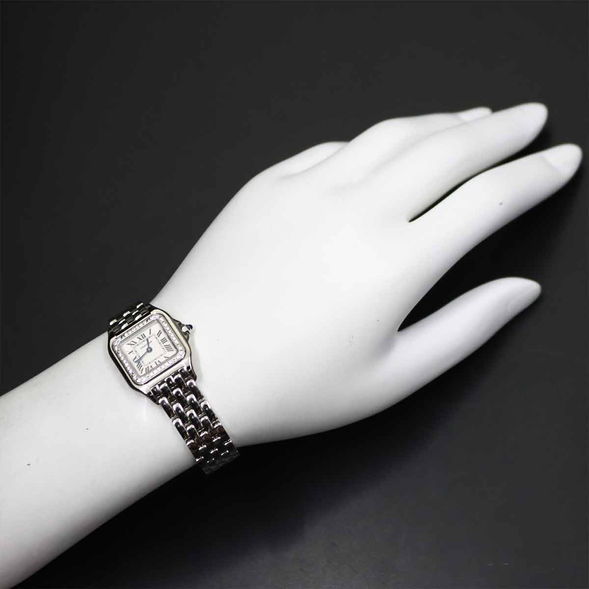 Panthere SM W4PN0007 Diamond Bezel Quartz Silver Dial Ladies