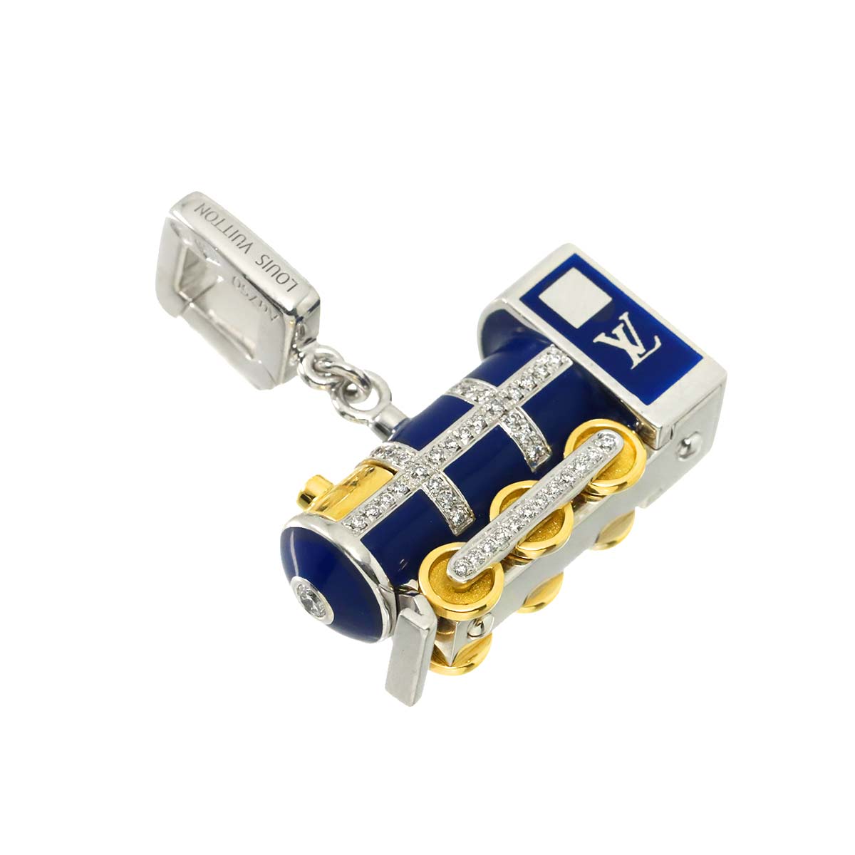 Diamond Enamel Pendant Top 18K WG YG 750