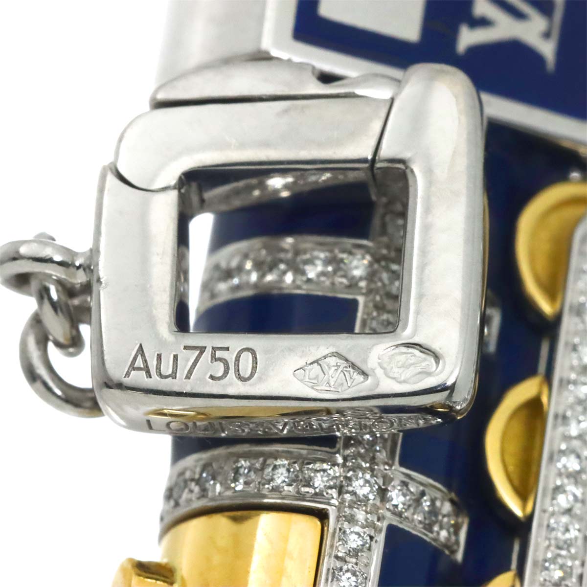 Diamond Enamel Pendant Top 18K WG YG 750