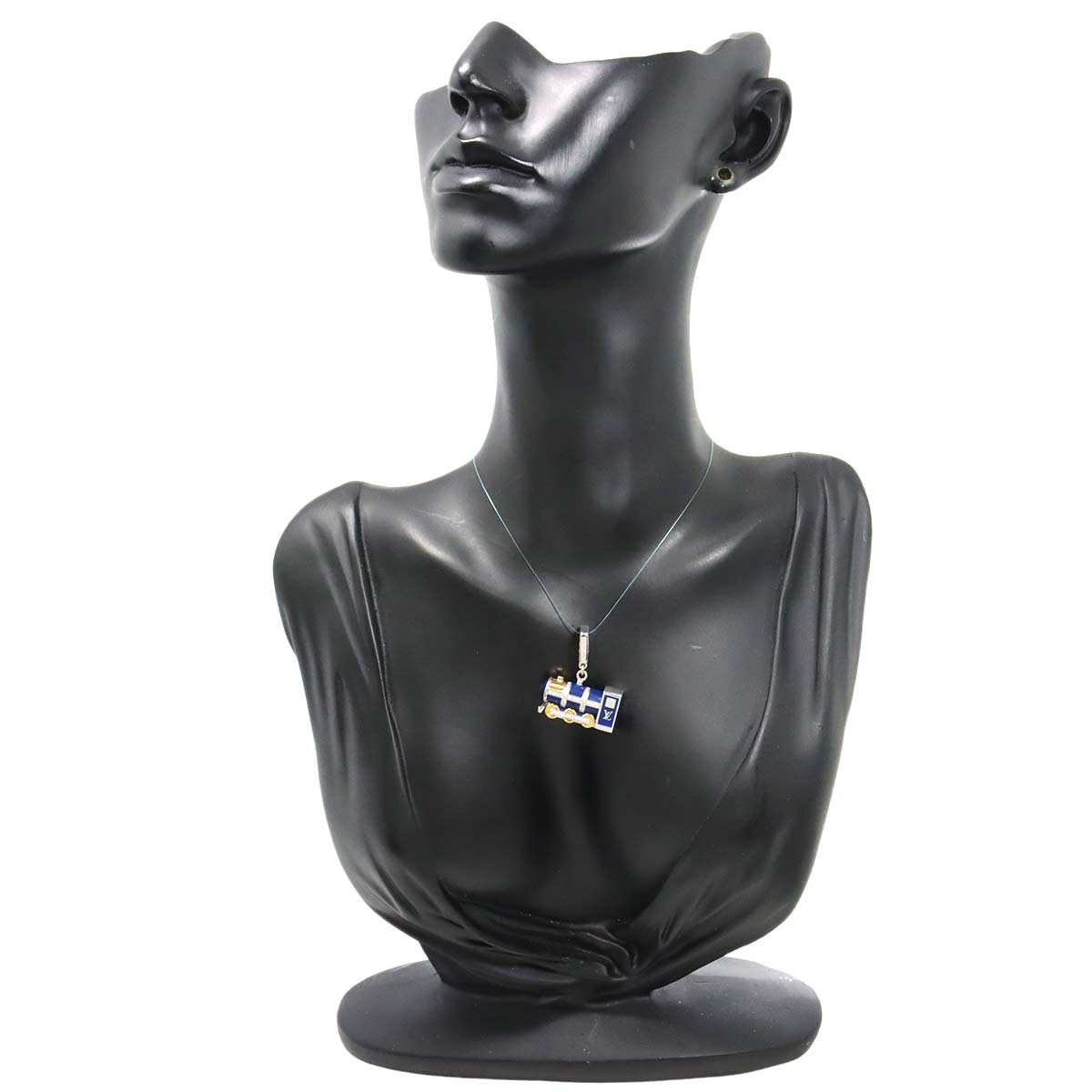 Diamond Enamel Pendant Top 18K WG YG 750