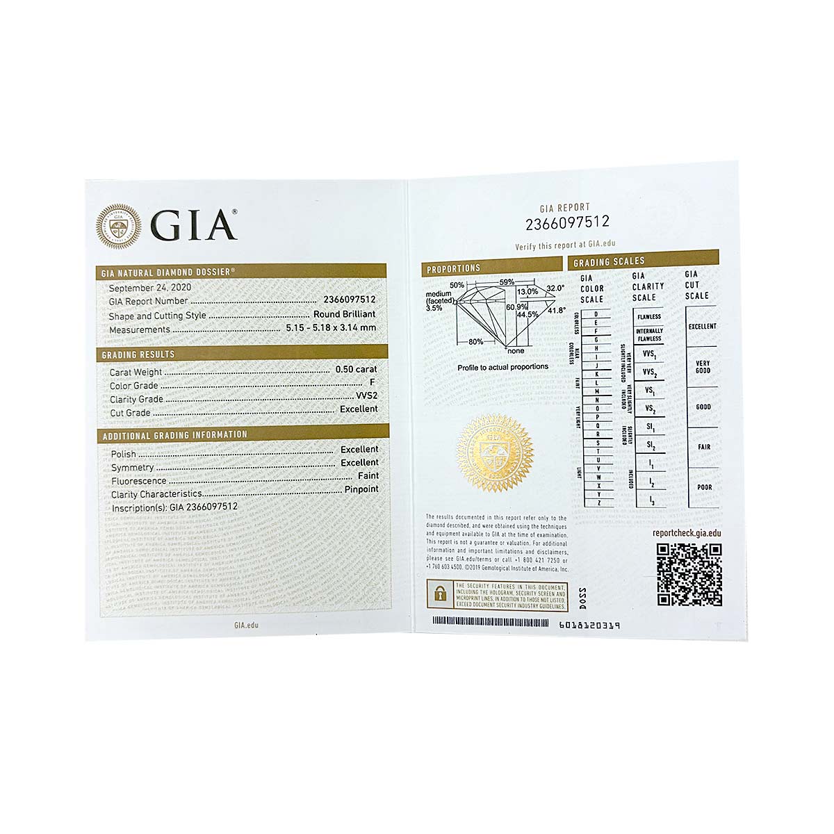 Icon Diamond 0.50ct F/VVS2/3EX Ring 18K WG 750 size4.5(US)