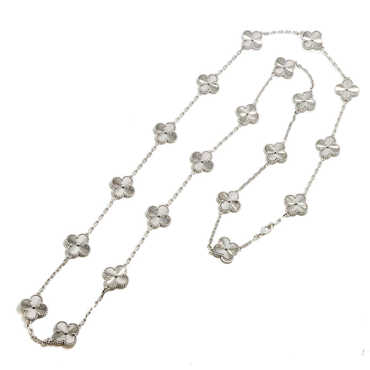 Vintage Alhambra 20P Long Necklace 18K WG 750