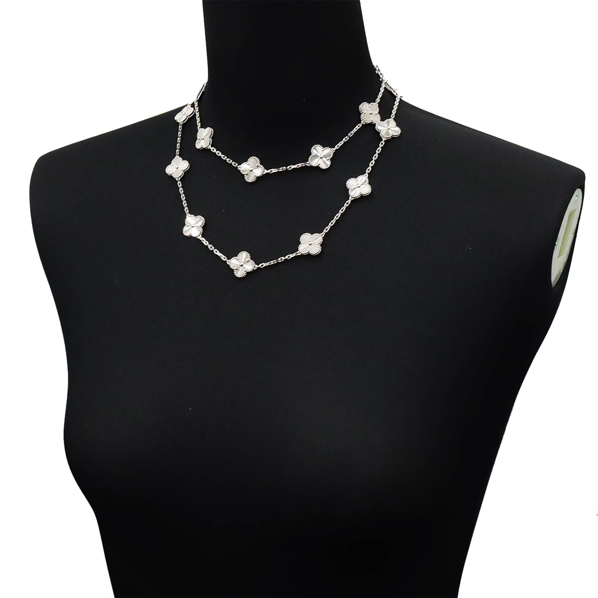 Vintage Alhambra 20P Long Necklace 18K WG 750