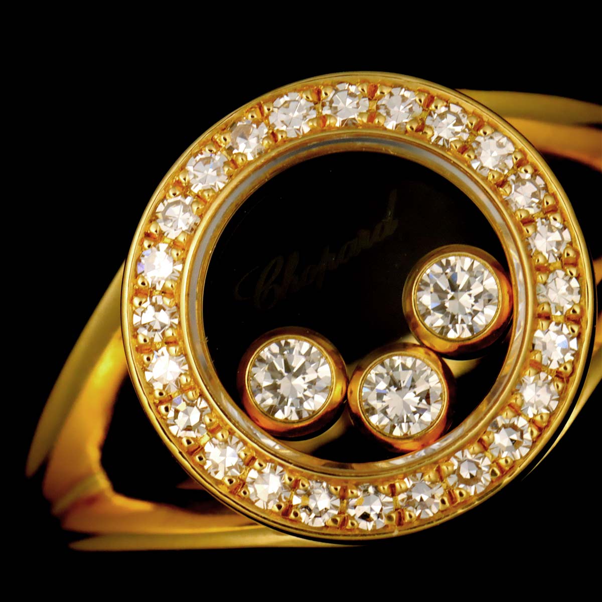 Happy Diamond Ring 18K YG 750 Size4.75-5(US)