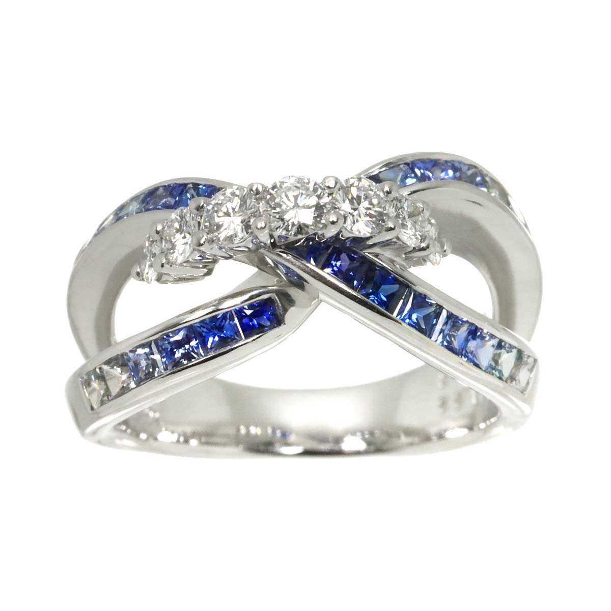 Sapphire 1.22ct Diamond 0.45ct Ring 18K WG 750 Size 6(US)
