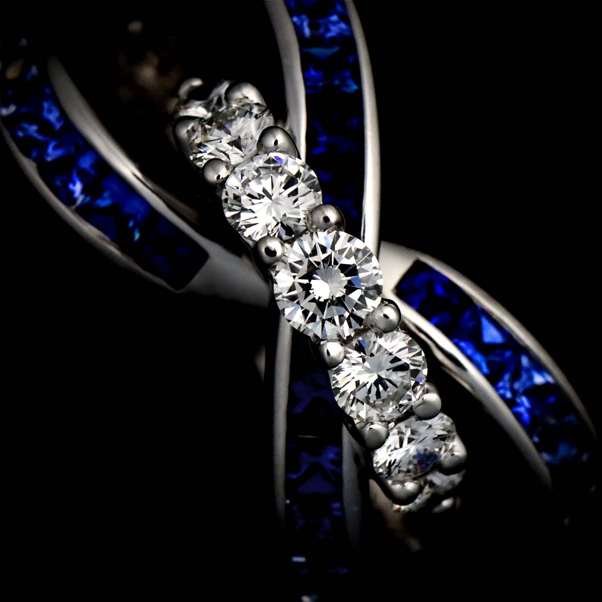 Sapphire 1.22ct Diamond 0.45ct Ring 18K WG 750 Size 6(US)