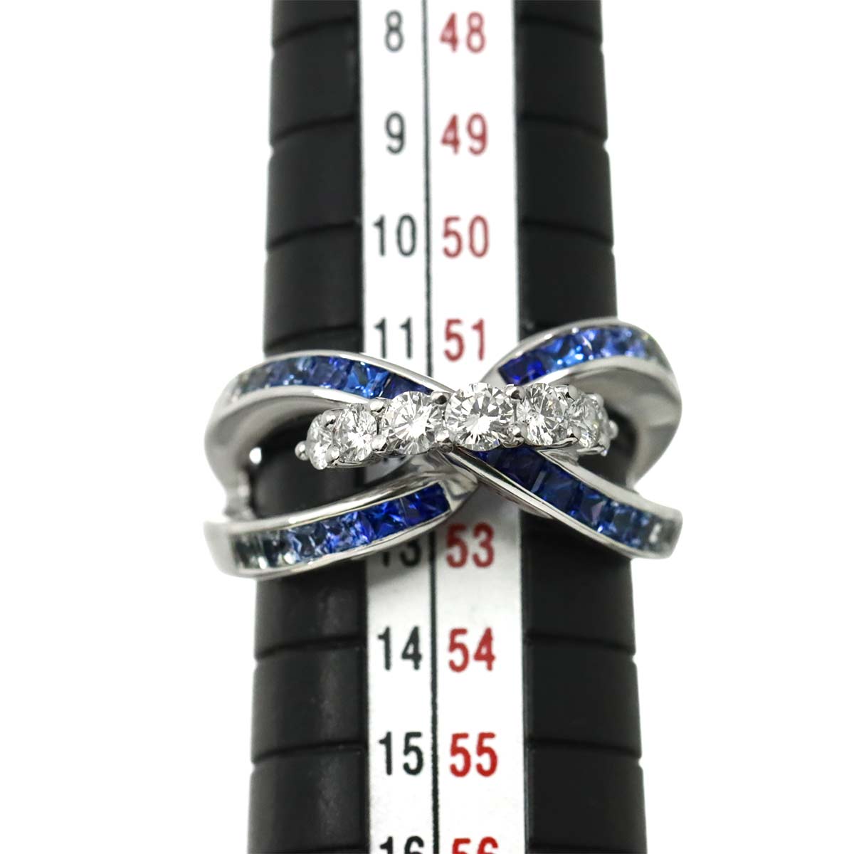 Sapphire 1.22ct Diamond 0.45ct Ring 18K WG 750 Size 6(US)